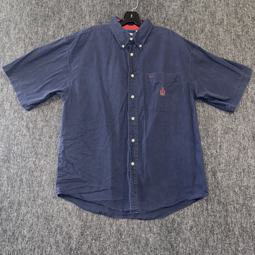 Bugle Boy Company Men's XL Blue Short Sleeve Button Down Shirt Menswear Cotton